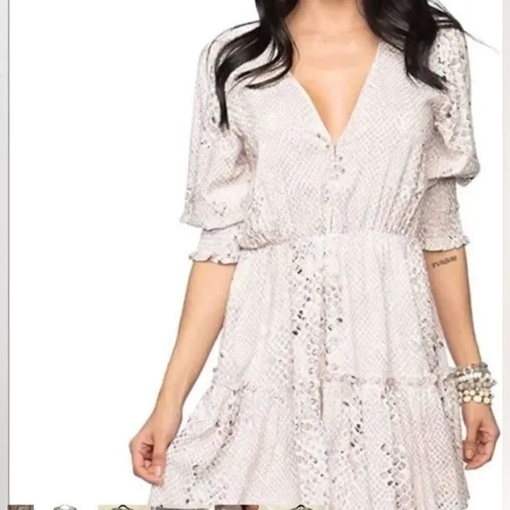 Buddy Love Women's Snakeprint Mini Dress in Blush Pink Size Large